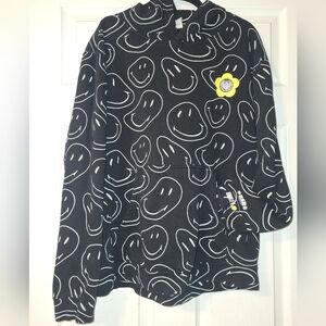 BSR By Samii Ryan Smiley‎ Hoodie Black White Yellow Oversized Size Medium